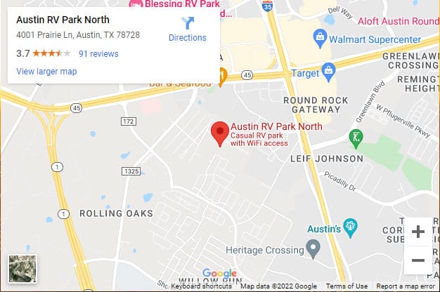 austin rv park google map